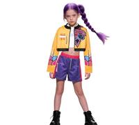 Partymall K-p-o-p Demon Cosplay Costumes for Women, Anime Cosplay Hunter Costume Stage Outfits Includes Top and Pants,Teen Masquerade Costumes (Style C, 130CM)