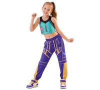 Partymall K-p-o-p Demon Cosplay Costumes for Women, Anime Cosplay Hunter Costume Stage Outfits Includes Top and Pants,Teen Masquerade Costumes (Style A, 120CM)