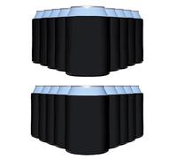 PartyPrints 100 Pack Black Blank Can Cooler Sleeves, Customizable Bulk Insulated Foam for Beer, Collapsible Plain Drink Holder, Cold Soda Insulator, 12oz Regular, 16oz Tall Cans