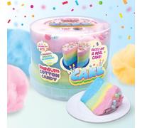 PartyPuffs 4oz Sliceable Cotton Candy Cake Tub - Strawberry Apple Blue Raspberry Lemon - Ready-to-Serve Gluten-Free Candy Dessert for Kids & Parties 119g