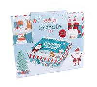 PARTYRAMA.CO.UK Christmas Eve Activity Gift Box for Kids - 30cm Festive Box with Colouring Book, Wooden Ornament, Pens & Santa Door Hanger - Fun Christmas Eve Surprise Set for Children