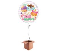 PARTYRAMA.CO.UK Num Noms Round Foil Balloon - Inflated Balloon in a Box, 17 Inches, Caribbean Teal, BALLOON, General Celebration, Children