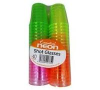 Partyrama Neon Disposable Plastic Shot Glasses, Multi-Colour, 40 Count (Pack of 1)