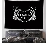 PartysenWeyL Dark Oath Skeleton Hand Tapestry with Jointed Heart Effects Gothic Style Bedroom Theme Room Decor 270x180CM
