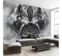 PartysenWeyL Dark Twin Wolf Totem Tapestry Mysterious Geometric Patterns Dark Style Bedroom Unique Living Room Feature Wall Decor 150x100CM