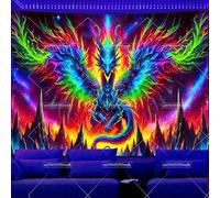 PartysenWeyL Fluorescent Colored Dragon Tapestry Blacklight UV Reactive Glow In The Dark Neon Mountains Tapestrys Room Decor Aesthctic Poster 100x70CM