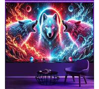 PartysenWeyL Neon Three Headed Wolf Tapestry Colorful Flame Background Trendy Play Living Room Science Fiction Theme Decoration 150x100CM