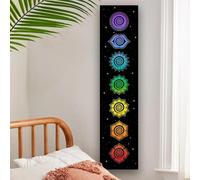 PartysenWeyL Rainbow Tapestry Yoga Cosmic Energy Enhancing Wall Hanging, Black Tapestry Wall Decor for Bedroom Music Room Home Decor 100x70CM