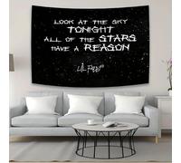 PartysenWeyL Starry Sky Lyrics Tapestry Dark Rap Background Cloth Personalized Trendy Living Room Decoration Home Decoration 100x70CM