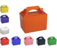 PartySquare 10 Packs with 9 Kids Plain Colored Food Party Boxes For Birthday Party Wedding Cake Dessert Chocolate, Treat Box Loot Bags 16 x 9.5 x 9.5 cm (Orange)