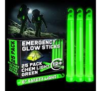 PartySticks Green Glow Sticks Emergency Chem Lights (6", 25 Pack) Military Grade 12 Hour Bulk Tactical Light Sticks for Survival Gear, Camping, Power Outages