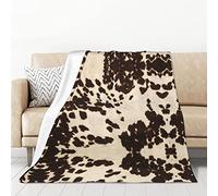 PartyUnix Brown Cowhide Flannel Throw Blankets =>> Warm Skin-Friendly, Warm and Comfortable. for Bed Sofa Couch Bedroom 50x70 Inch Normal