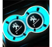 PartyUnix Drink Holders LED for Peugeot 206 307 308 3008 207 208 407 508 2008 5008 107 Car USB Interior 7 Colors Luminescent Coasters Cup Water Mat Logo Accessories