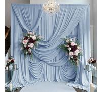 PartyVillage 10ft×15ft Dusty Blue Backdrop Curtain for Wedding Parties, 2 Panels Wrinkle Free 15 FT Long Polyester Photo Backdrop Drapes Back Drop Cloth for Birthday Photography Background