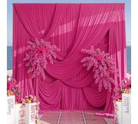 PartyVillage 10ft×15ft Hot Pink Backdrop Curtain for Wedding Parties, 2 Panels Wrinkle Free 15 FT Long Polyester Fuchsia Photo Backdrop Drapes Back Drop Cloth for Birthday Photography Background