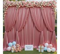 PartyVillage 10x10FT Blush Rose Gold Sequin Backdrop Curtain -2 Panels 5x10FT Wrinkle Free Shimmer Back Drop Cloth, Glitter Backdrop Drapes for Photography, Birthday, Wedding, Graduation Background
