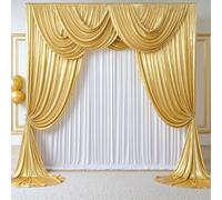 PartyVillage 10x10FT Gold Sequin Backdrop Curtain -2 Panels 5x10FT Wrinkle Free Shimmer Back Drop Cloth, Glitter Backdrop Drapes for Photography, Birthday, Wedding, Graduation Background