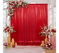 PartyVillage 10x10FT Red Sequin Christmas Backdrop Curtain -2 Panels 5x10FT Wrinkle Free Shimmer Back Drop Cloth, Glitter Backdrop Drapes for Photography, Birthday, Wedding, Christmas Background