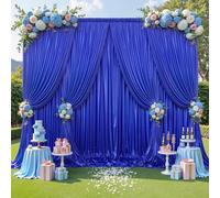 PartyVillage 10x10FT Sapphire Blue Sequin Christmas Backdrop Curtain -2 Panels 5x10FT Wrinkle Free Shimmer Back Drop Cloth, Glitter Backdrop Drapes for Photography, Birthday, Wedding Background