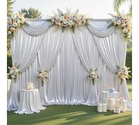 PartyVillage 10x10FT Silver Sequin Backdrop Curtain -2 Panels 5x10FT Wrinkle Free Shimmer Back Drop Cloth, Glitter Backdrop Drapes for Photography, Birthday, Wedding Background