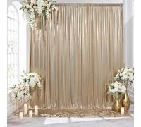 PartyVillage 20x10FT Champagne Gold Sequin Backdrop Curtain -4 Panels 5x10FT Wrinkle Free Shimmer Back Drop Cloth, Glitter Backdrop Drapes for Photography, Birthday, Wedding, Graduation Background