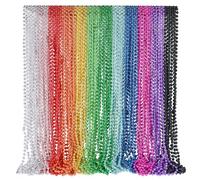 Partywonder Mardi Gras Beads Bulk Necklaces 33" Metallic Beads in 12 Assorted Colors For Festivals Parades Events Parties Favor Goody Bag Stuffers, Plastic, Pearl