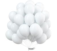 PartyWoo White Balloons, 100 pcs 10 Inch Matte White Balloons, Latex Balloons, Party Balloons for kids, Helium Balloons for Birthday Party Decorations, Wedding Decorations, Baby Shower, Anniversary