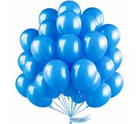 PartyWoo Azure Blue Balloons - 50 pcs 12 Inch Pearl Balloons for Garland or Arch, Birthday & Baby Shower Decorations