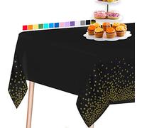 PartyWoo Black Tablecloth, 54 x 108 Inch Rectangle Party Tablecloth, Plastic Tablecloth for 6 to 8 Foot Table, Plastic Table Cover, Waterproof Tablecloth for Party, Birthday, Wedding (1 PACK)
