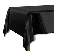 PartyWoo Black Tablecloth, 54 x 108 Inch Rectangle Plastic Table Cover, Waterproof for 6 to 8 Foot Table, Party, Birthday, Wedding (1 Pack)