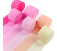 PartyWoo Crepe Paper Streamers 6 Rolls 492ft, Pack of Pink, Hot Pink, Peach and Yellow Party Streamers for Birthday Decorations, Party Decorations, Wedding Decorations (1.8 Inch x 82 Ft/Roll)