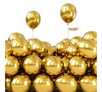 PartyWoo Gold Balloons, 100 pcs Metallic Balloons, 5 inch Party Balloons, Latex Balloons, Helium Balloons, Birthday Balloons, Gold Metallic Balloons, Happy Birthday Decorations, Gold Party Decorations