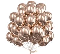 PartyWoo Metallic Rose Gold Balloons, 50 pcs 12 Inch Champagne Gold Metallic Balloons, Champagne Gold Balloons for Balloon Garland Balloon Arch as Birthday Party Decorations, Champagne Gold-G112