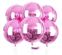 PartyWoo Pink Balloons - 6 Giant 22 inch Foil Balloons with Ribbon for Birthday, Baby Shower & Baptism Decorations