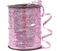PartyWoo Pink Ribbon, 500 Yard Curling Ribbon for Crafts, Iridescent Crimped Ribbon, Shiny Metallic Ribbon for Gift Wrapping, Ribbon for Balloons String, Hair, Florist Flower (1 Roll), Light Pink-9480