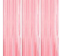 PartyWoo Pink Streamers Foil Fringe Curtain Backdrop 3Pcs 8.2ft Pastel Baby Light Pink Tinsel Backdrop for Princess Girls Baby Shower Birthday Graduation Wedding Sweet Bow Party Decorations