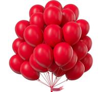 PartyWoo Red Balloons 100pcs 10 Inch Matte Red Latex Balloons for Birthday Graduation Wedding Bachelorette Citizenship Anniversary Strawberry Cherry Casino Movie Theme Party Decorations Red-Y57