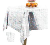 PartyWoo Silver Foil Tablecloth, 2 PACK 54 x 108 Inch Iridescent Color Rectangle Tablecloth, Foil Tablecloth for 6 to 8 Foot Table, Metallic Color Table Cover, Waterproof Table Cloth for Birthday