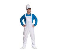 PartyXclusive Partychimp Blue Smurf Costume Gnome Costume for Men, Smurf Gnome for Adults Complete Costume 3 Pieces - Shirt, Trousers & Headwear Size S to XL (L)