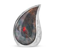 PARUHAS Red Cardinal Bird in Dark Teardrop Small Keepsake Urns for Human Ashes Male & Female - Cremation Urn Human Adult Ashes - Mini Urn Ashes Keepsake - Urn for Human Ashes Adult (Size 3 Inch)