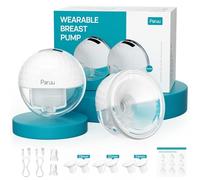 Paruu P10 Electric Breast Pump Hands Free, 338mmHg Strong Suction with 4 Modes & 9 Levels Suction, 19/21/24/28mm Flanges, Wearable & Portable (2 Pack, White