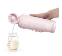 Paruu Portable Bottle Warmer for Breast Milk & Water, Rapid Heating in 2 Minutes, 7-Temp Control, Large 12oz Capacity, Ideal Gifts for New Parents, Pink