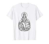 Parvati Hindu Goddess Sacred Lotus Devotional Line Art T-Shirt