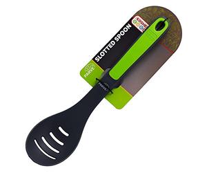 Parve Green Slotted Spoon - Heavy Duty Silicone Mixing and Serving Utensil with Ergonomic Handle and Comfortable Grip for Cooking and Baking - Color Coded Kitchen Tools by The Kosher Cook