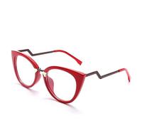 PARWANA Cat-Eye Blue Light Blocking Computer Readers Comfort Anti Eyestrain Reading Glasses Eyeglasses Flat Light Mirror (Color : Red, Size : +350)