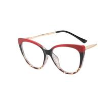 PARWANA Large Cat-Eye Reading Glasses Anti Blue Light Computer Readers Fatigue Relieve Flat Light Mirror Presbyopic Glasses (Color : Red-Leopard, Size : +250)