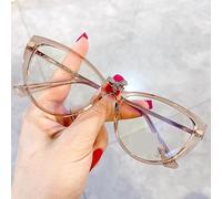 PARWANA Stylish Anti Eyestrain Reading Glasses Women Blue Light Blocking Cat-Eye Computer Readers Eyewear Flat Light Mirror (Color : Coffee, Size : +250)