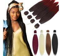 PARXITN Pre Stretched Braiding Hair Black to Wine Red Long 66 cm 4 Bundles Yaki Easy Braids Synthetic Braid Hair Extensions for Hair Crochet