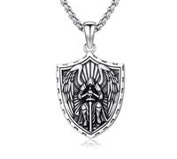 PARYFO Archangel Michael necklace 925 sterling silver St Michael pendant Saint Medal religious jewelry gifts for Easter Men Women Father Mother