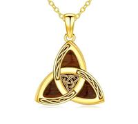 PARYFO Celtic Necklace for Men, Sterling Silver Gold Celtic Viking Necklace Ebony Trinity Knot Eternity Geometric Pendant Irish Jewelry for Women Men